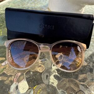 Saki Champagne Gold Cat Eye Lightweight Sunglasses Case Brown Gradient Lens